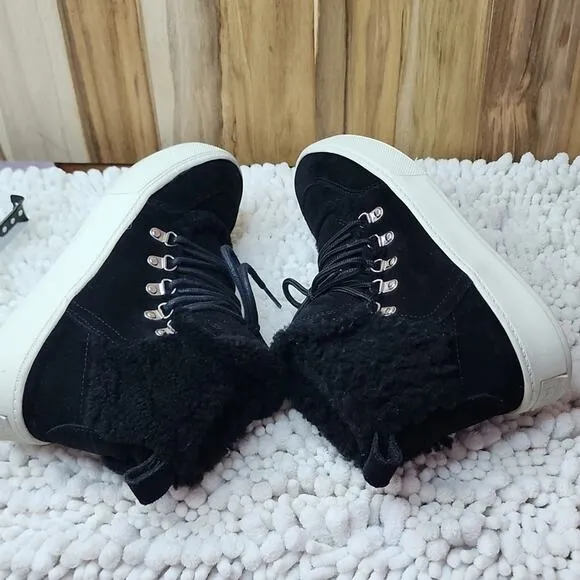 MARC FISHER SANA FAUX SHEARLING HIGH TOP SNEAKERS SIZE 7