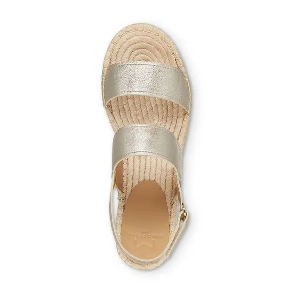 MARC FISHER Womens Gold 2&quot; Platform Slingback Gallia Wedge Shoes 10 M