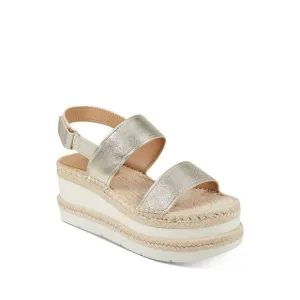 MARC FISHER Womens Gold 2&quot; Platform Slingback Gallia Wedge Shoes 10 M