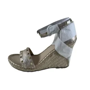 Marc Fisher Womens Kegen Espadrilles Sandals Beige Metallic Studded 10 M New