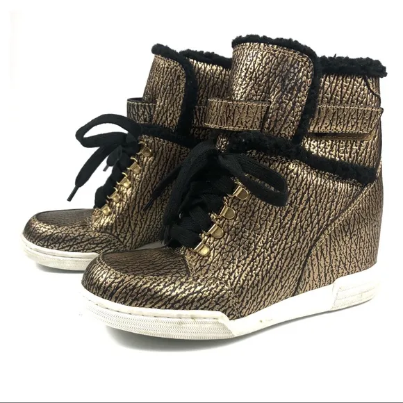 Marc Jacobs Gold Black Wedge Sneakers Size EU 35