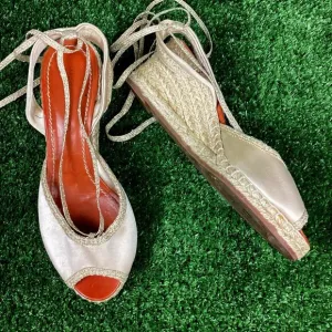 MARC JACOBS Gold Wedge Espadrille Ankle Strap Sandals 40