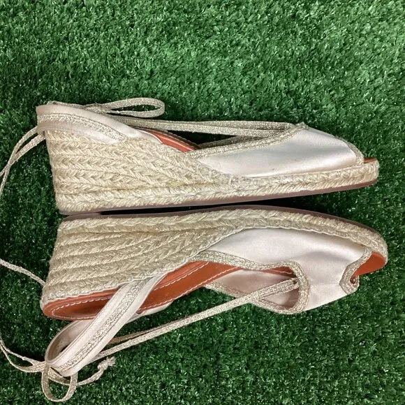 MARC JACOBS Gold Wedge Espadrille Ankle Strap Sandals 40