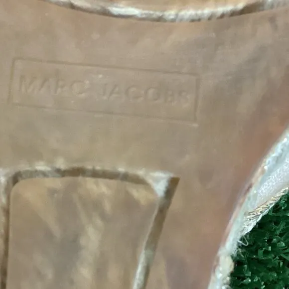 MARC JACOBS Gold Wedge Espadrille Ankle Strap Sandals 40