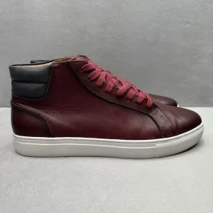 Marc Nolan Camden Mens Size 10 Shoes Ruby Red Calfskin Leather High Top Sneakers