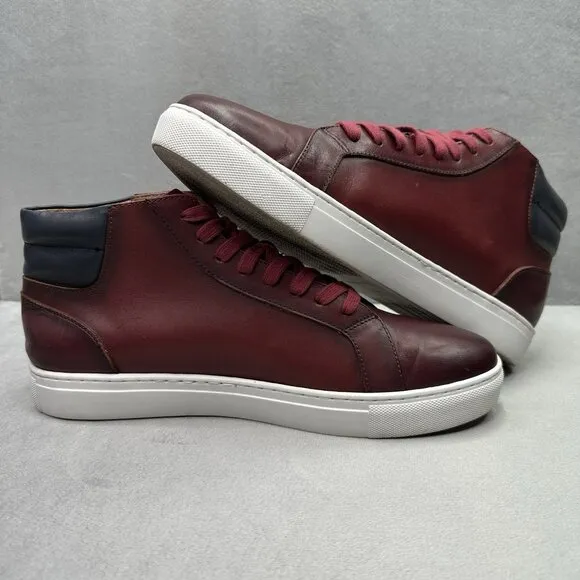 Marc Nolan Camden Mens Size 10 Shoes Ruby Red Calfskin Leather High Top Sneakers