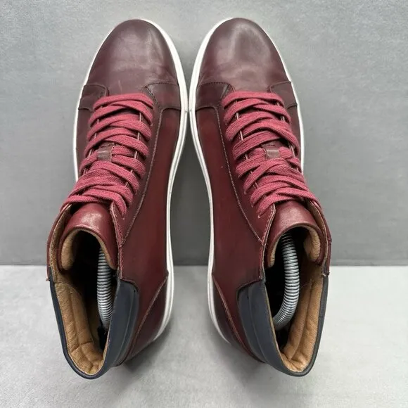 Marc Nolan Camden Mens Size 10 Shoes Ruby Red Calfskin Leather High Top Sneakers