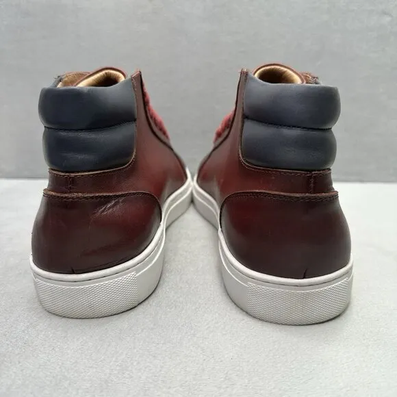 Marc Nolan Camden Mens Size 10 Shoes Ruby Red Calfskin Leather High Top Sneakers