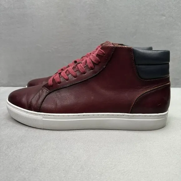Marc Nolan Camden Mens Size 10 Shoes Ruby Red Calfskin Leather High Top Sneakers