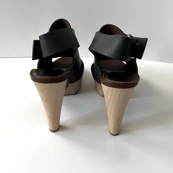 Marni Colorblock Leather Slingback Wood Platform Sandals, size: EU 40 US10
