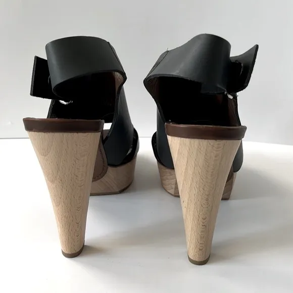 Marni Colorblock Leather Slingback Wood Platform Sandals, size: EU 40 US10