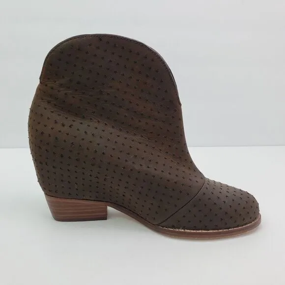 Matt Bernson Womens Size 6.5 Brown Leather Hidden Wedge Bootie Shoes