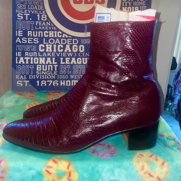 Mauri Burgundy Lizard Boots SZ 11.5
