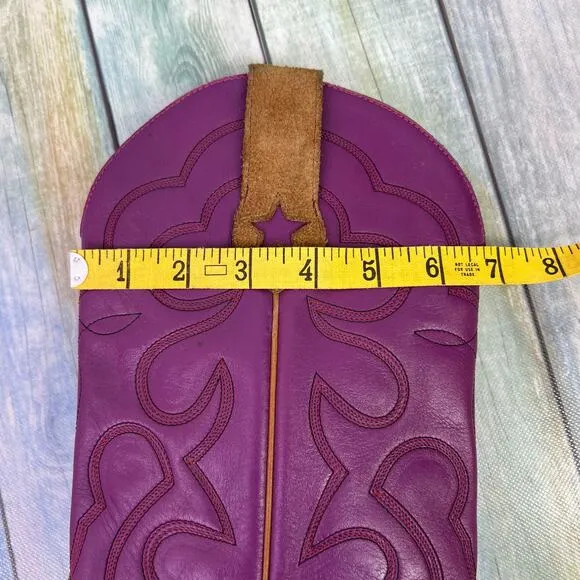 McClintock Heritage Collection Cowboy Boots Rough Suede Purple Shaft Size 9