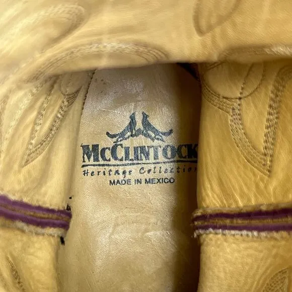 McClintock Heritage Collection Cowboy Boots Rough Suede Purple Shaft Size 9