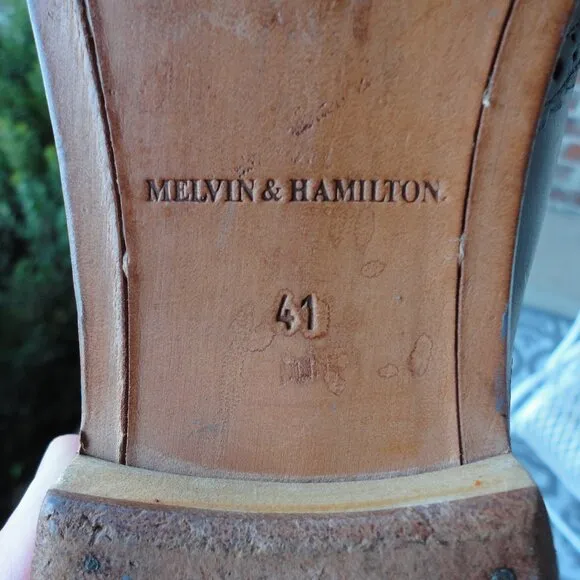 MELVIN &amp; HAMILTON Women's &quot;Ella 12&quot; Gray Leather Wing Tips Size 41 (9.5)