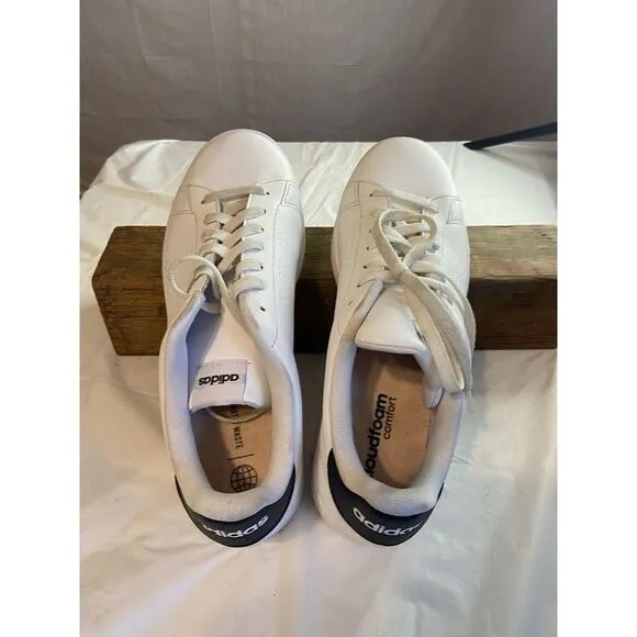 Men's Adidas Advantage Dark‎ Blue Low Top White Tennis Shoes-Size 11.5-Excellent