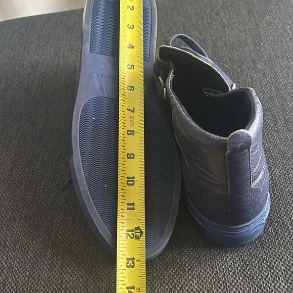 Men's Blue Leather High-Top Sneakers