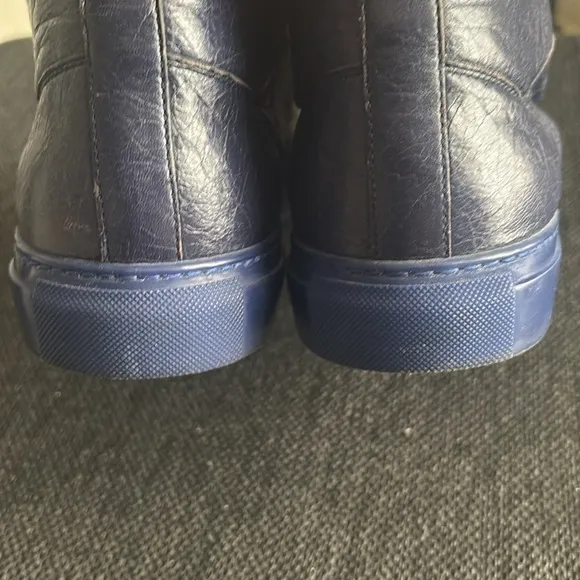 Men's Blue Leather High-Top Sneakers