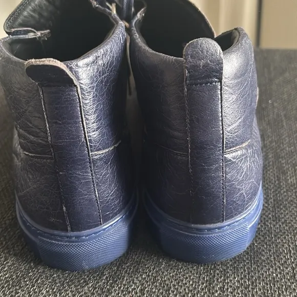 Men's Blue Leather High-Top Sneakers