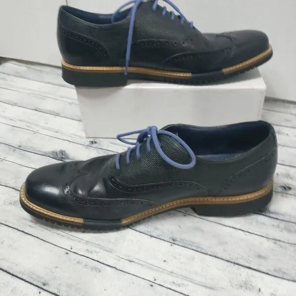 Men’s Cole Haan Oxfords Shoes Size 12M Black Leather Wingtip Great Jones .