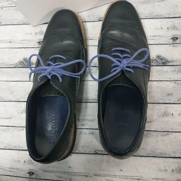 Men’s Cole Haan Oxfords Shoes Size 12M Black Leather Wingtip Great Jones .