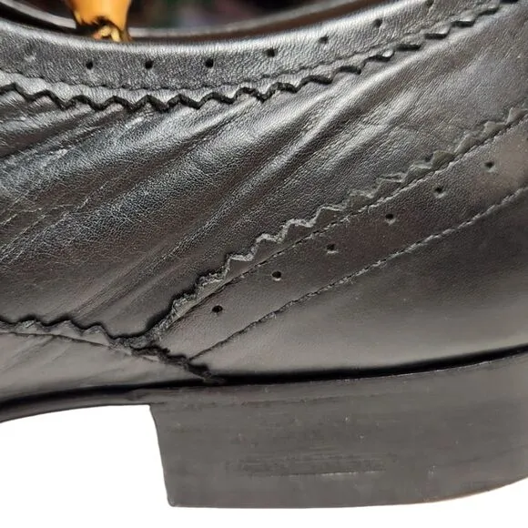 Men's Dress Shoes Black Leather Pointed Brogue Derbies Oxford Wing Tip UAE 45
