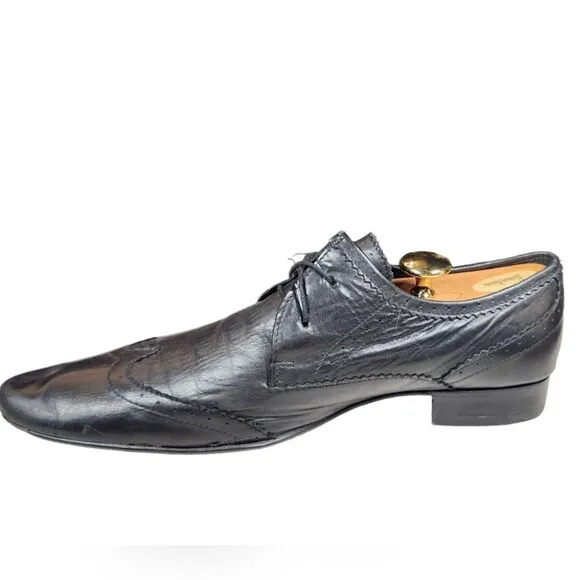 Men's Dress Shoes Black Leather Pointed Brogue Derbies Oxford Wing Tip UAE 45