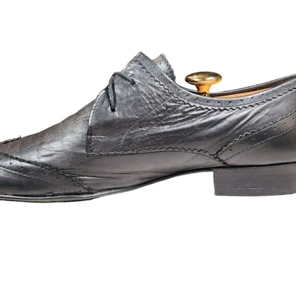 Men's Dress Shoes Black Leather Pointed Brogue Derbies Oxford Wing Tip UAE 45