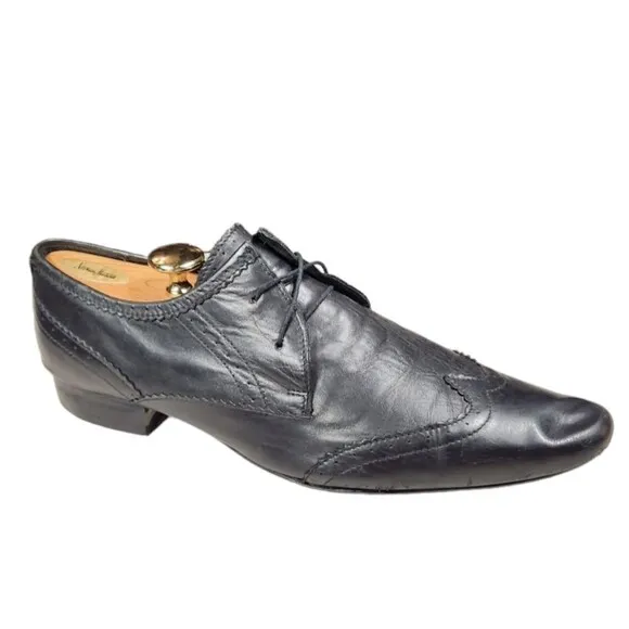Men's Dress Shoes Black Leather Pointed Brogue Derbies Oxford Wing Tip UAE 45