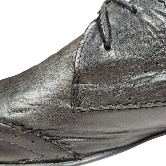 Men's Dress Shoes Black Leather Pointed Brogue Derbies Oxford Wing Tip UAE 45