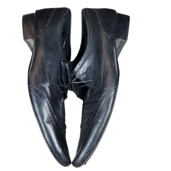 Men's Dress Shoes Black Leather Pointed Brogue Derbies Oxford Wing Tip UAE 45