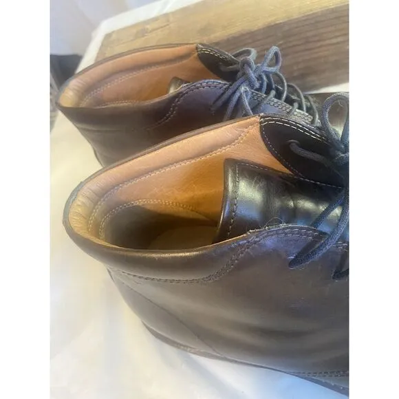 Men's Ecco City Tray Brown Leather Lace Up Ankle Boots- Size 12-Excellent‎ Cond.