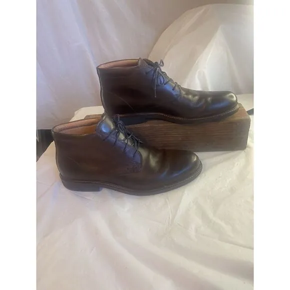 Men's Ecco City Tray Brown Leather Lace Up Ankle Boots- Size 12-Excellent‎ Cond.