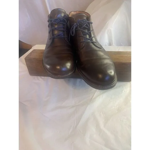 Men's Ecco City Tray Brown Leather Lace Up Ankle Boots- Size 12-Excellent‎ Cond.