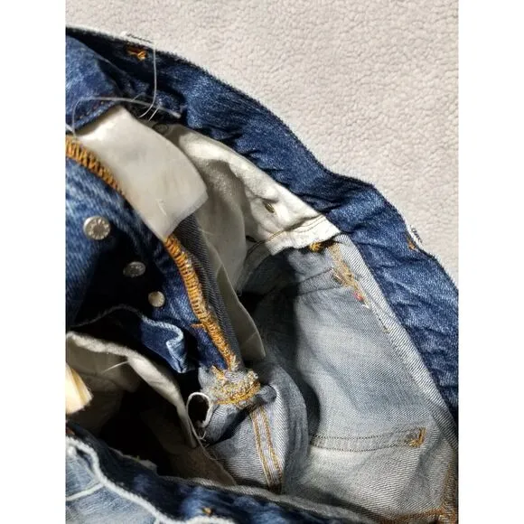 Men's ENERGIE Slim STRAIGHT SELVEDGE DISTRESS Blue Jeans 32 x 34 Made In Italy