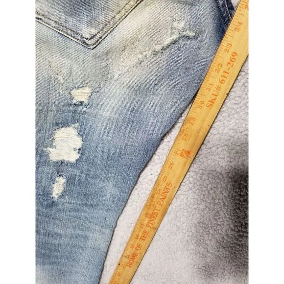 Men's ENERGIE Slim STRAIGHT SELVEDGE DISTRESS Blue Jeans 32 x 34 Made In Italy