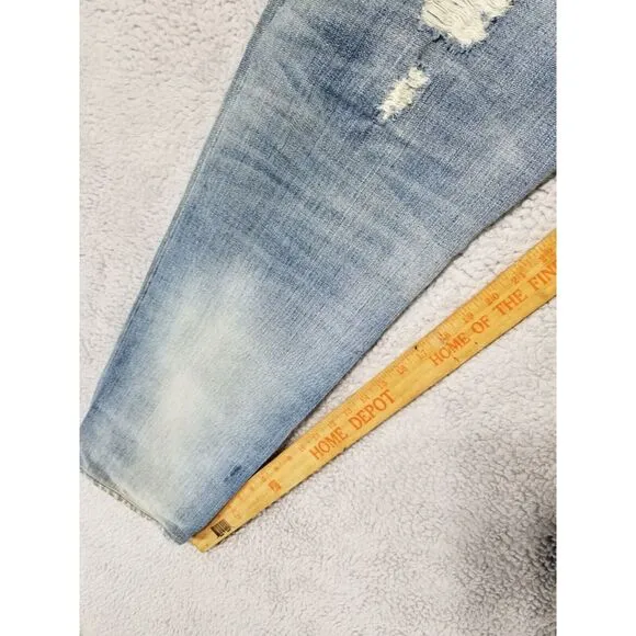 Men's ENERGIE Slim STRAIGHT SELVEDGE DISTRESS Blue Jeans 32 x 34 Made In Italy