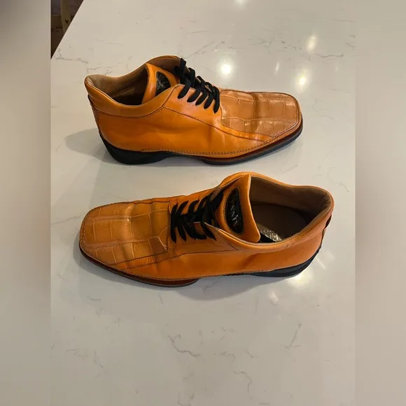 Mens Fennix Sport Italy alligator shoes in Cognac. Size 9 Men’s. Comfort Sole.