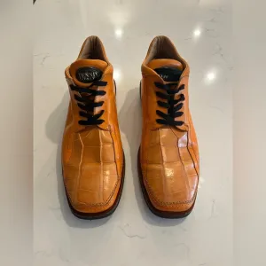 Mens Fennix Sport Italy alligator shoes in Cognac. Size 9 Men’s. Comfort Sole.