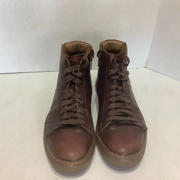 Men's Florsheim Crew High Top Leather Brown Boots Shoes Size 8 M Size Zip