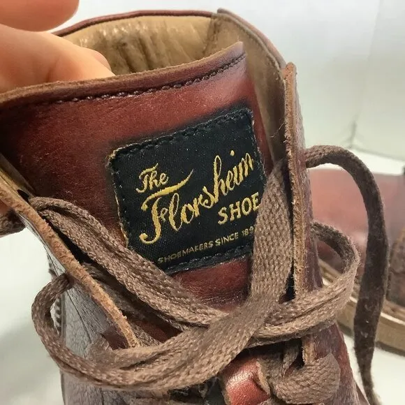 Men's Florsheim Crew High Top Leather Brown Boots Shoes Size 8 M Size Zip