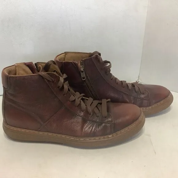 Men's Florsheim Crew High Top Leather Brown Boots Shoes Size 8 M Size Zip