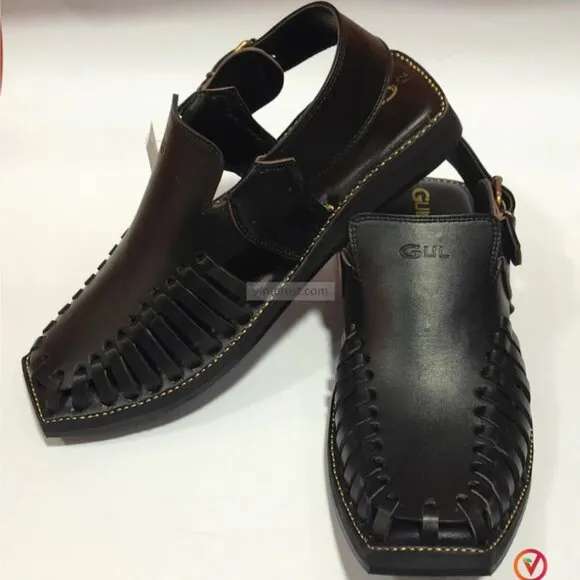Men’s Handmade Black Peshawari Chappal, Stylish Black Leather Chappal