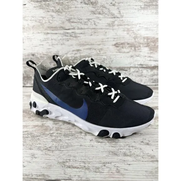 Men's Nike React Element 55 ID By You Custom Black Sneakers Sz 9.5 Athletic Gym