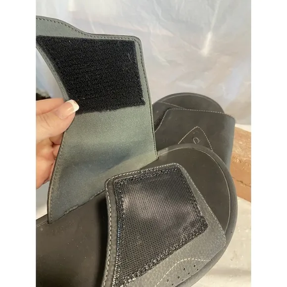 Men's Olukai Nalu Slide Sandals- All Black Adjustable Strap-Size 13-Very Nice