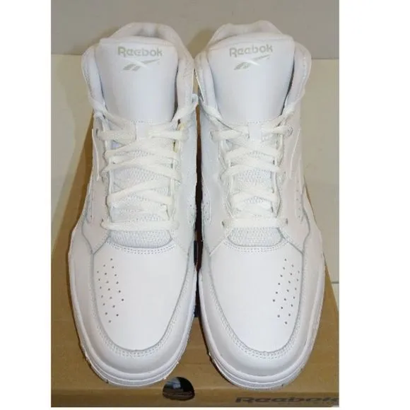 Men's REEBOK BB4600 Mid Basketball Shoes White Leather Gray Size 6.5 &amp; Size 14