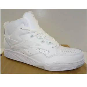 Men's REEBOK BB4600 Mid Basketball Shoes White Leather Gray Size 6.5 &amp; Size 14