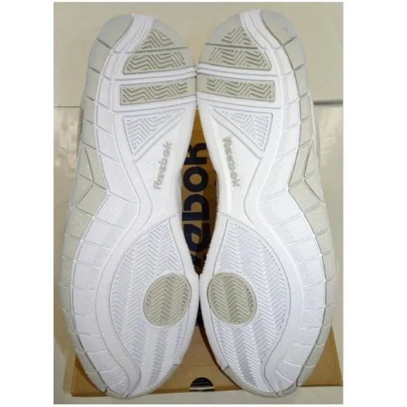 Men's REEBOK BB4600 Mid Basketball Shoes White Leather Gray Size 6.5 &amp; Size 14