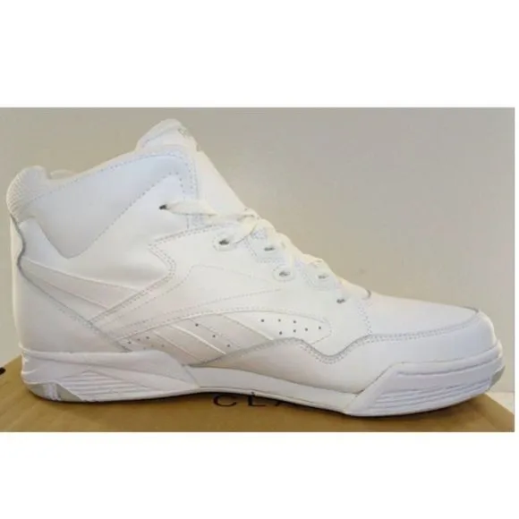 Men's REEBOK BB4600 Mid Basketball Shoes White Leather Gray Size 6.5 &amp; Size 14